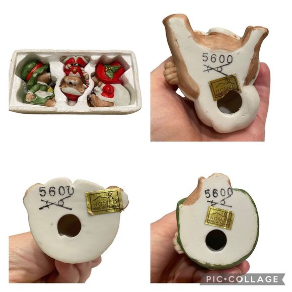 Complete Set of Three Vintage Homco Ceramic Christmas Teddy Bears 5600 - Picture 3 of 16